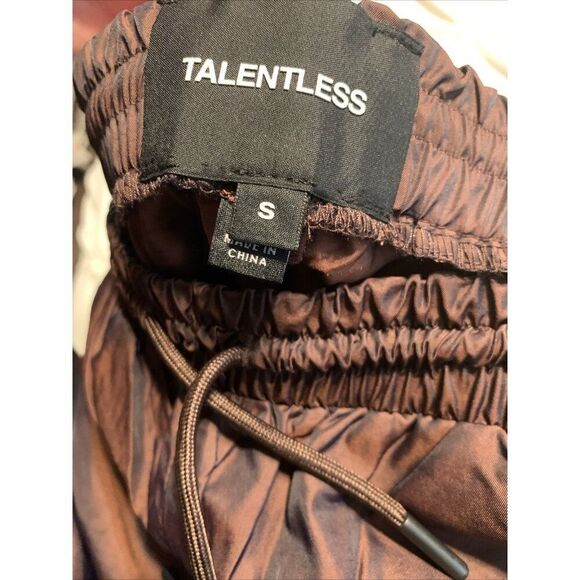 Talentless Men’s Reflective Track Pants Nylon Brown MERLOT Small - Picture 6 of 7